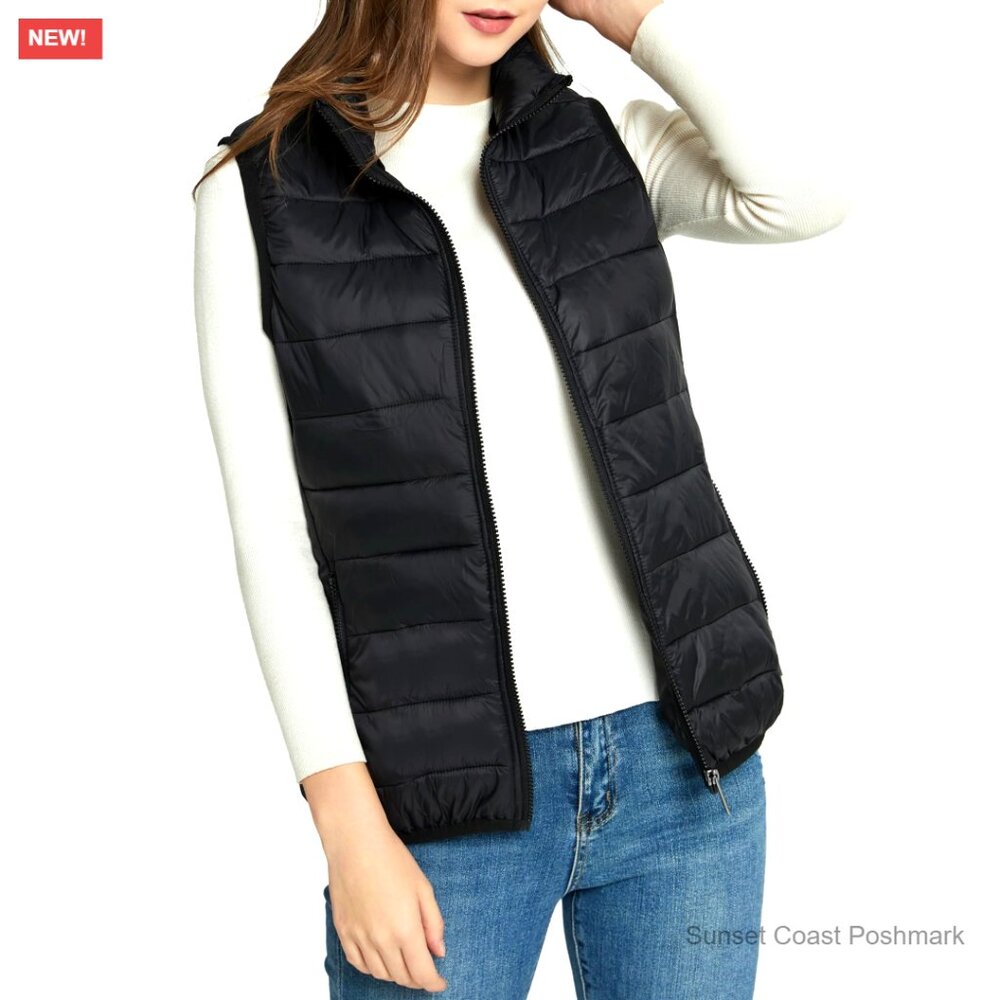 Puffer Vest Down Alternative Insulated Windproof Zip Pockets Packable - Picture 1 of 7